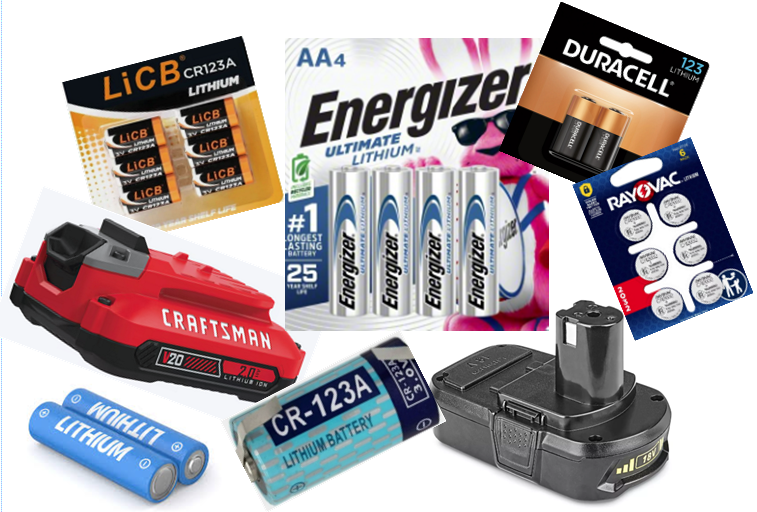 Collage of Lithium Batteries